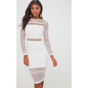 NWT PrettyLittleThing White Lace Midi Dress